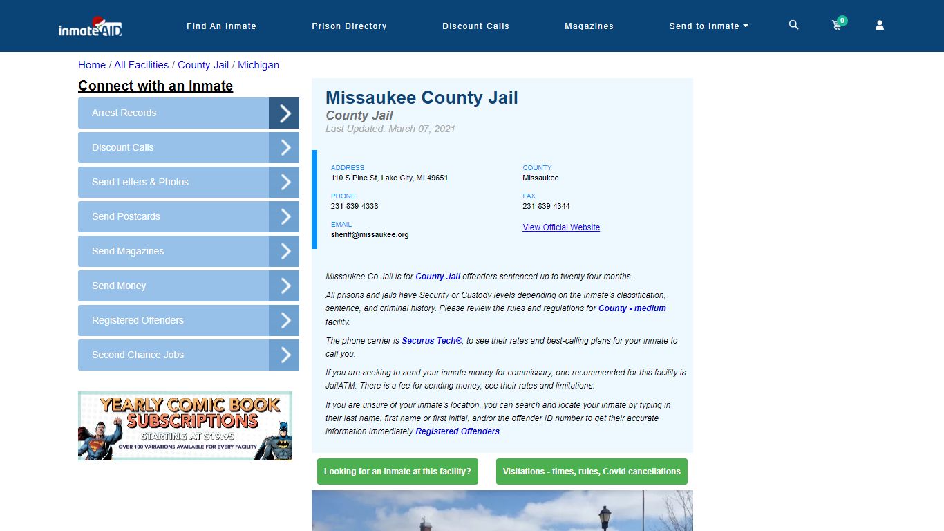 Missaukee County Jail - Inmate Locator - Lake City, MI